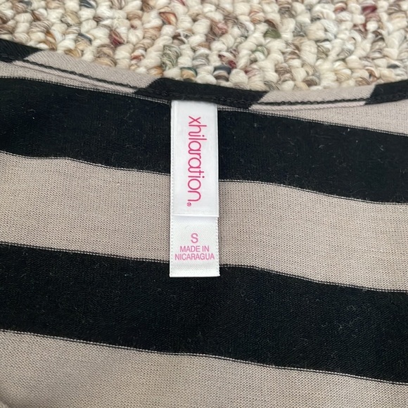 Xhilaration Tan & Black Striped Top with Spaghetti Straps. Small - Picture 2 of 4